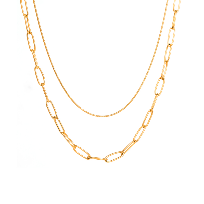 Hip-hop Solid Color Stainless Steel Layered Inlay Zircon Layered Necklaces display picture 4