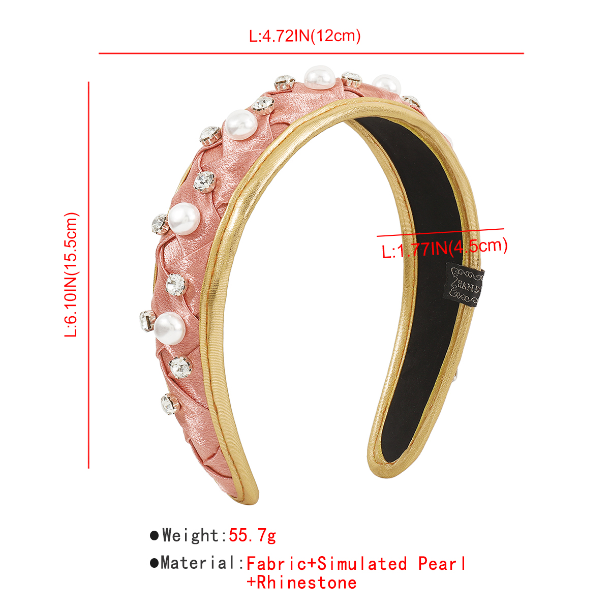 Sweet Geometric Cloth Inlay Artificial Pearls Rhinestones Hair Band 1 Piece display picture 13