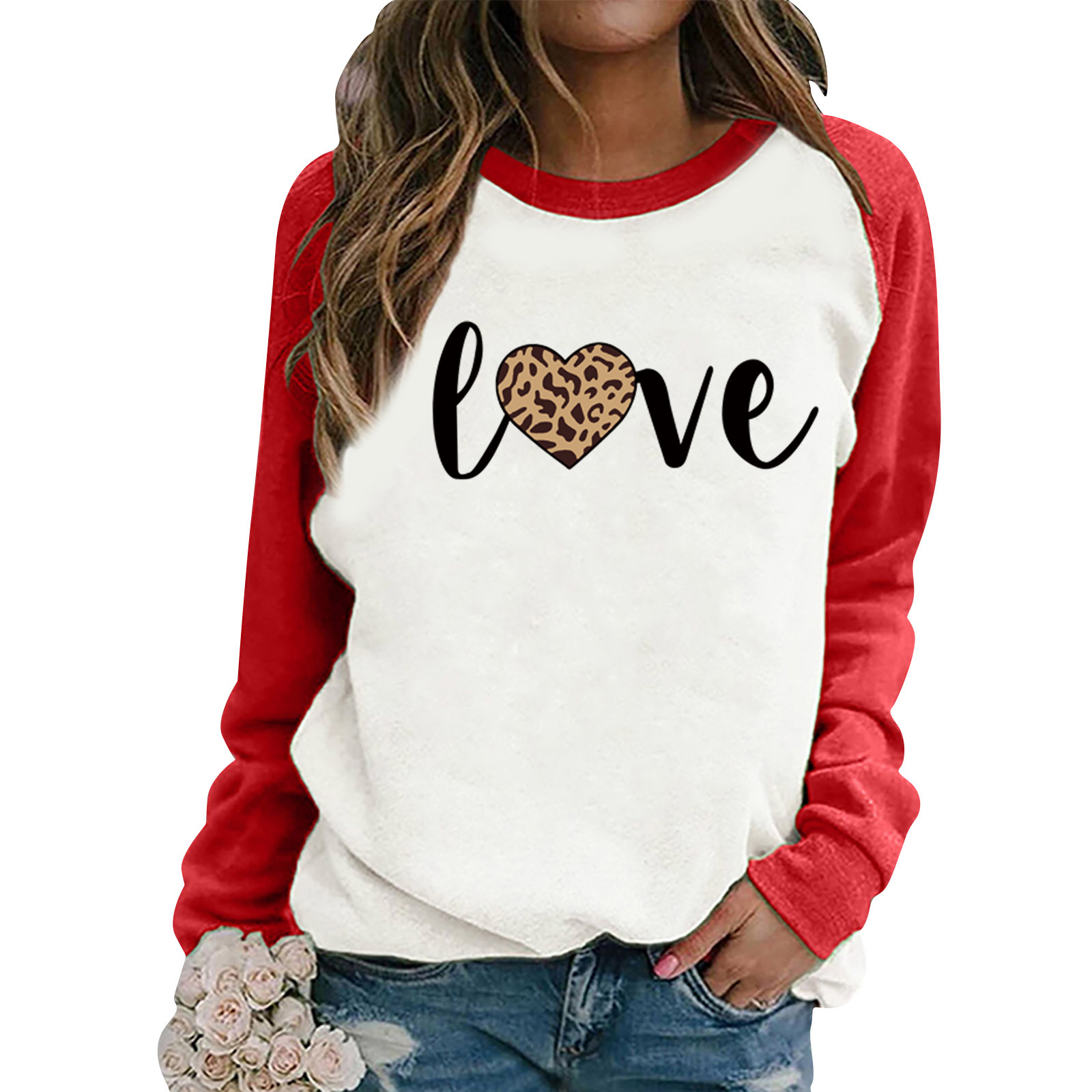 Women's Hoodie Long Sleeve Hoodies & Sweatshirts Printing Patchwork Casual Valentine's Day Fashion Letter display picture 2