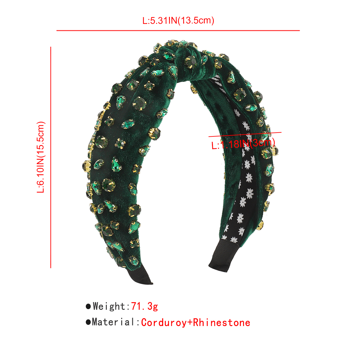 Women's Luxurious Fashion Solid Color Corduroy Knot Inlay Artificial Rhinestones Hair Band display picture 10