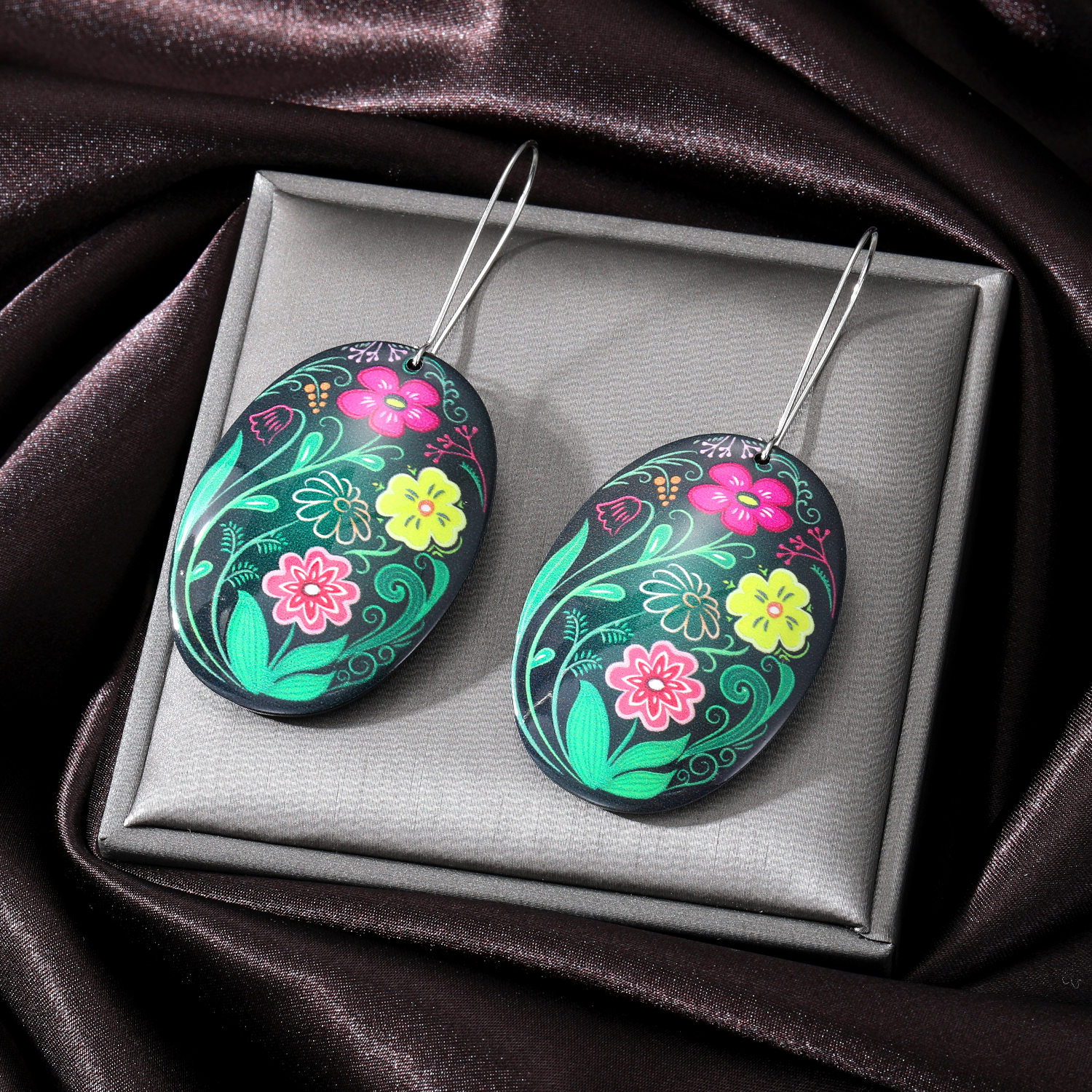 1 Pair Ethnic Style Flower Arylic Alloy Women's Drop Earrings display picture 6