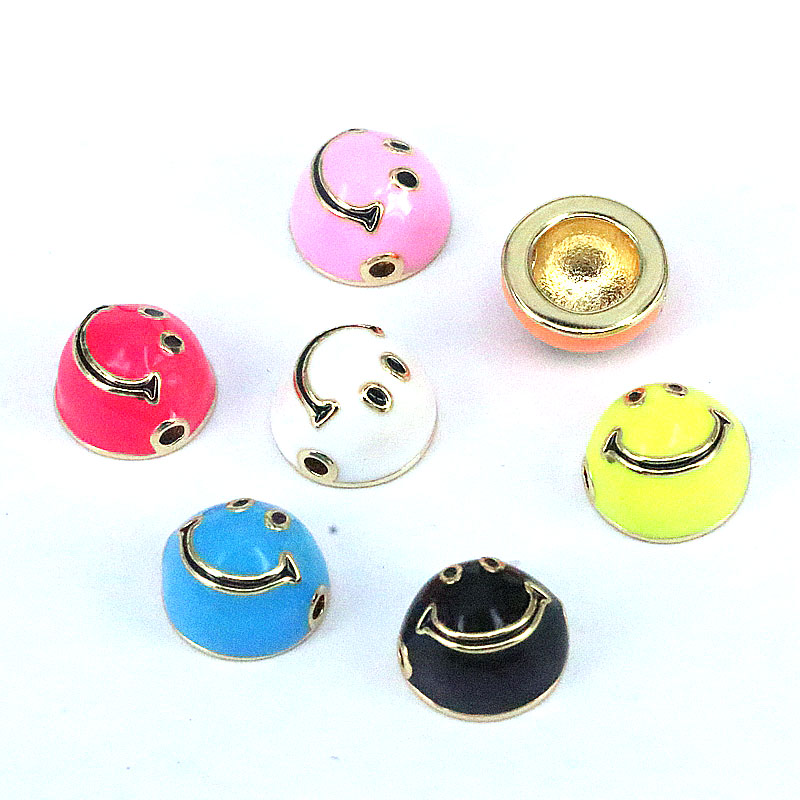 1 Piece Copper Gold Plated Round Smiley Face Cute display picture 2