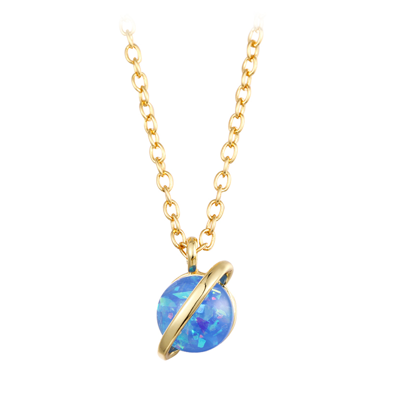 Simple Style Planet Copper Gold Plated Inlay Artificial Gemstones Pendant Necklace 1 Piece display picture 15