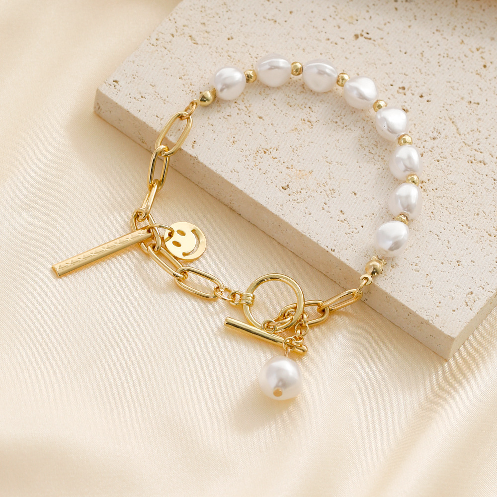 Fashion Smiley Face Alloy Pearl Plating Women's Bracelets 1 Piece display picture 2