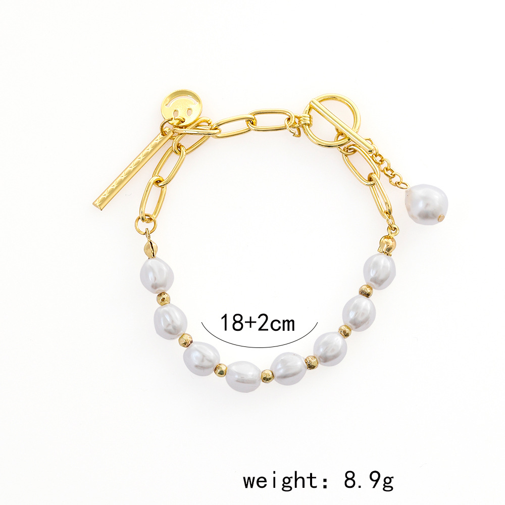 Fashion Smiley Face Alloy Pearl Plating Women's Bracelets 1 Piece display picture 5