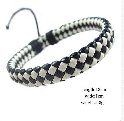 Retro Solid Color Pu Leather Knitting Unisex Bracelets 1 Piece display picture 5