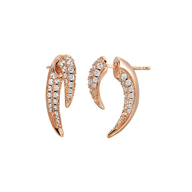 Simple Style Horns Copper Gold Plated Irregular Three-dimensional Zircon Ear Studs 1 Pair display picture 1