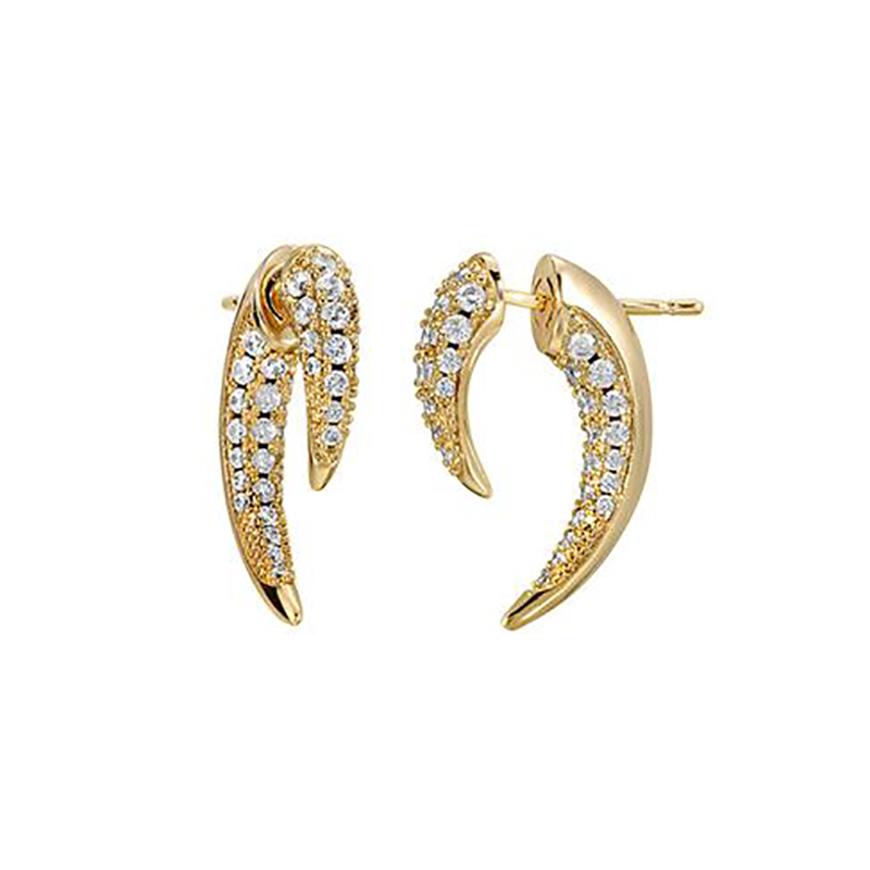 Style Simple Cornes Le Cuivre Plaqué Or Irrégulière Tridimensionnel Zircon Boucles D'oreilles 1 Paire display picture 4