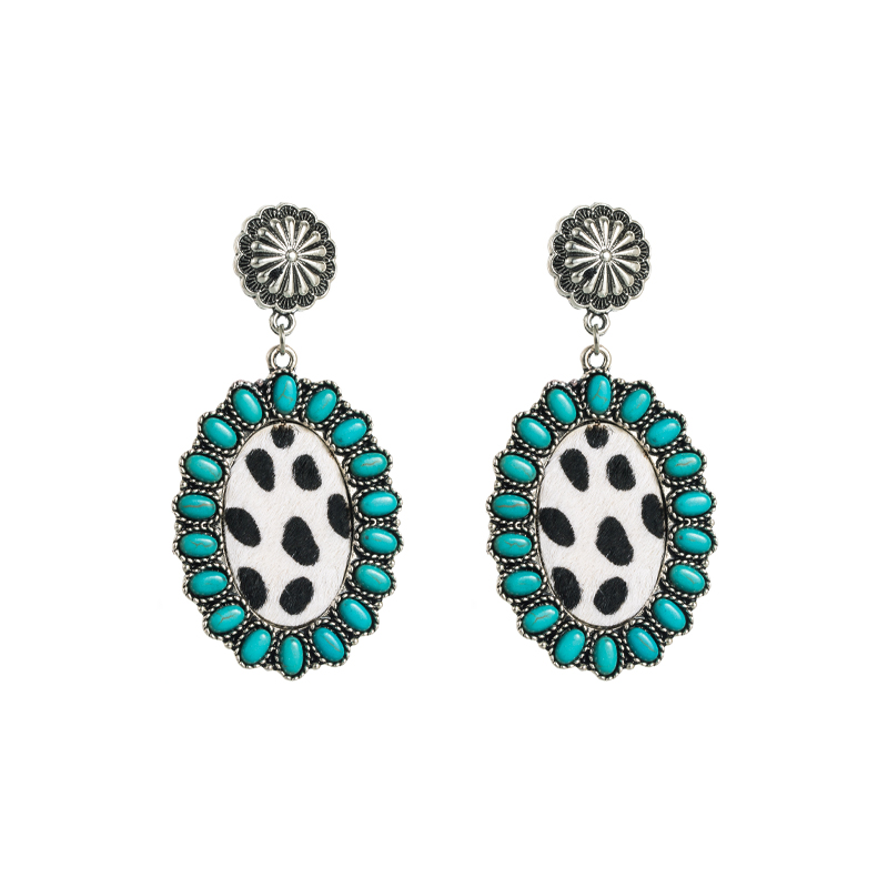 1 Pair Vintage Style Flower Alloy Inlay Turquoise Women's Drop Earrings display picture 5