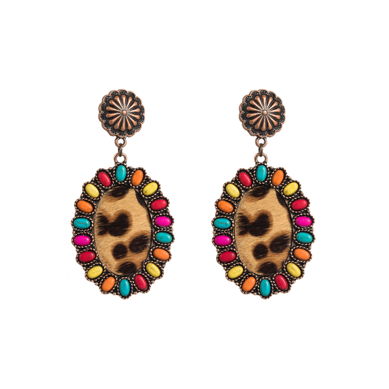 1 Pair Vintage Style Flower Alloy Inlay Turquoise Women's Drop Earrings display picture 7