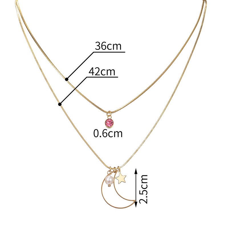 Fashion Star Moon Stainless Steel Plating Zircon Layered Necklaces 1 Piece display picture 5