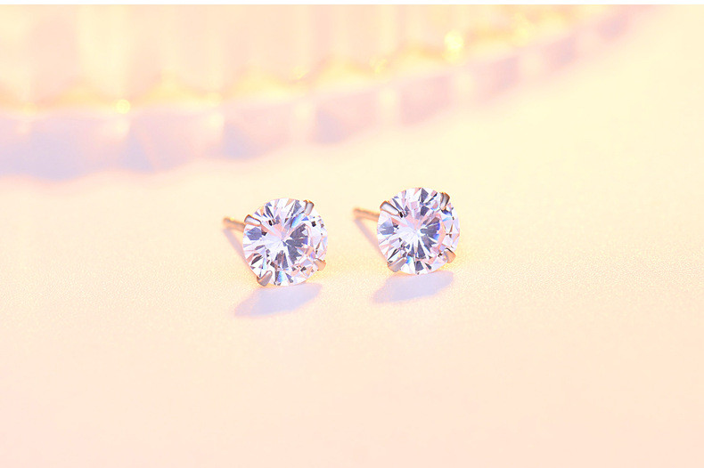 Fashion Solid Color Sterling Silver Inlay Zircon Ear Studs 1 Pair display picture 5