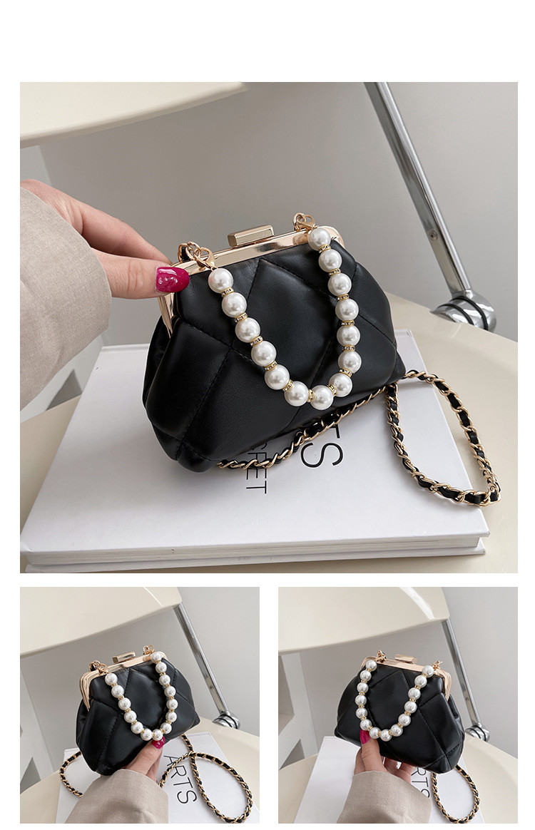 Women's Summer Autumn Pu Leather Solid Color Lingge Elegant Pearls Square Square Bag display picture 1