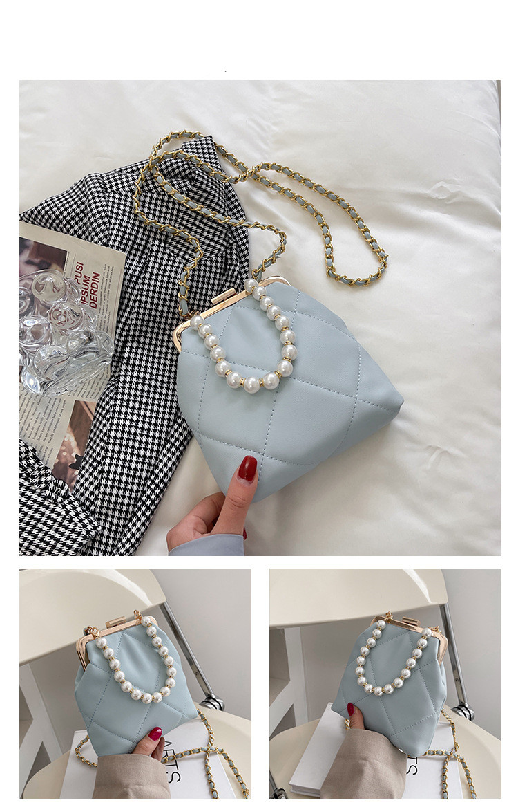 Women's Summer Autumn Pu Leather Solid Color Lingge Elegant Pearls Square Square Bag display picture 2