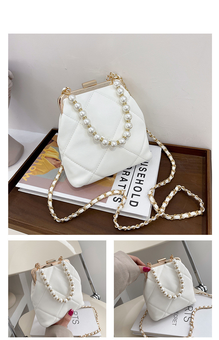 Women's Summer Autumn Pu Leather Solid Color Lingge Elegant Pearls Square Square Bag display picture 3