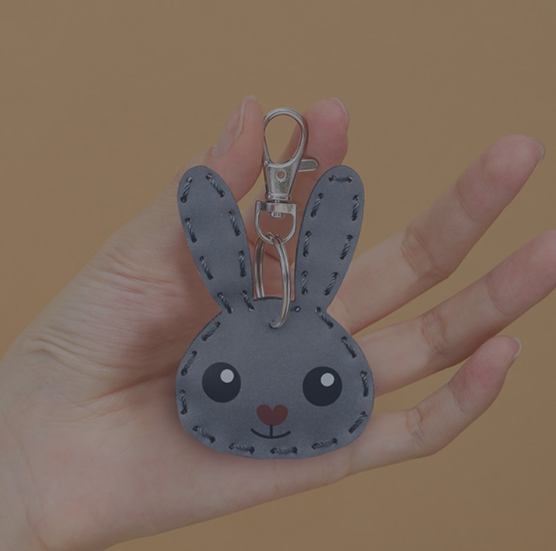 Cute Rabbit Animal Cat Pu Leather Bag Pendant Keychain 1 Piece display picture 1