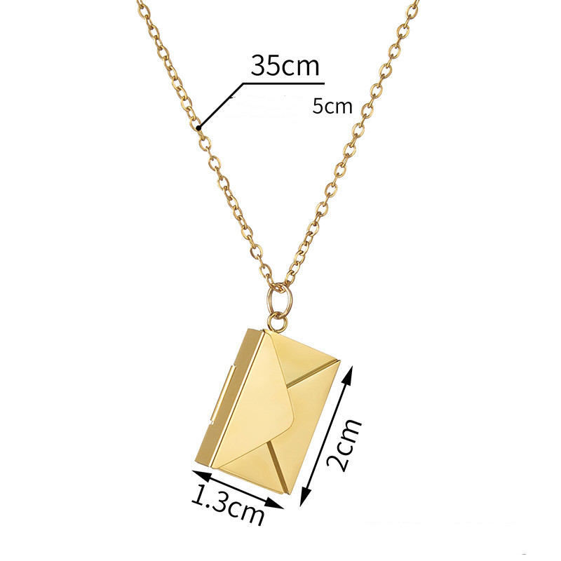 Simple Style Envelope Stainless Steel Inlay Rhinestones Pendant Necklace 1 Piece display picture 5