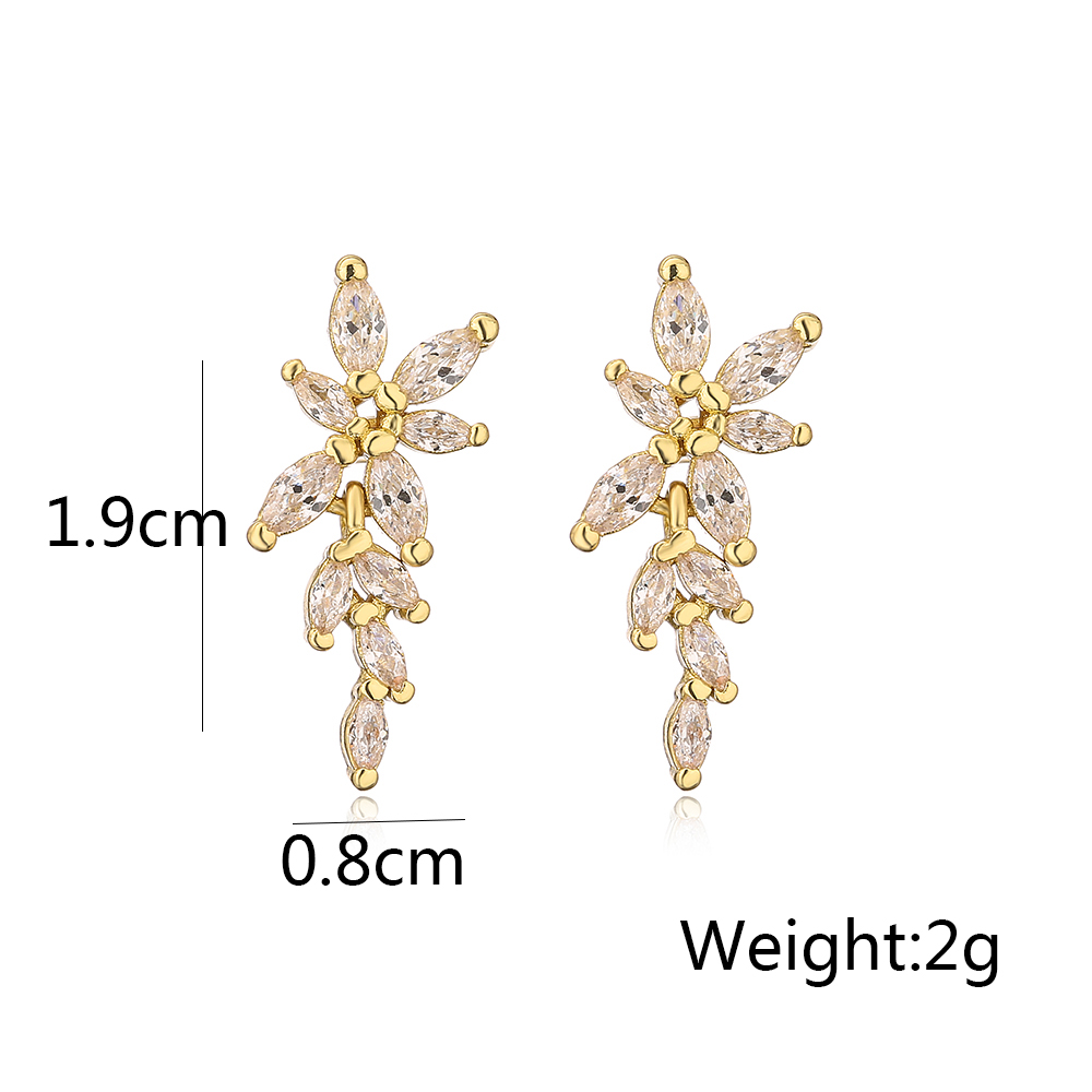Fashion Leaf Copper Inlay Zircon Drop Earrings 1 Pair display picture 5
