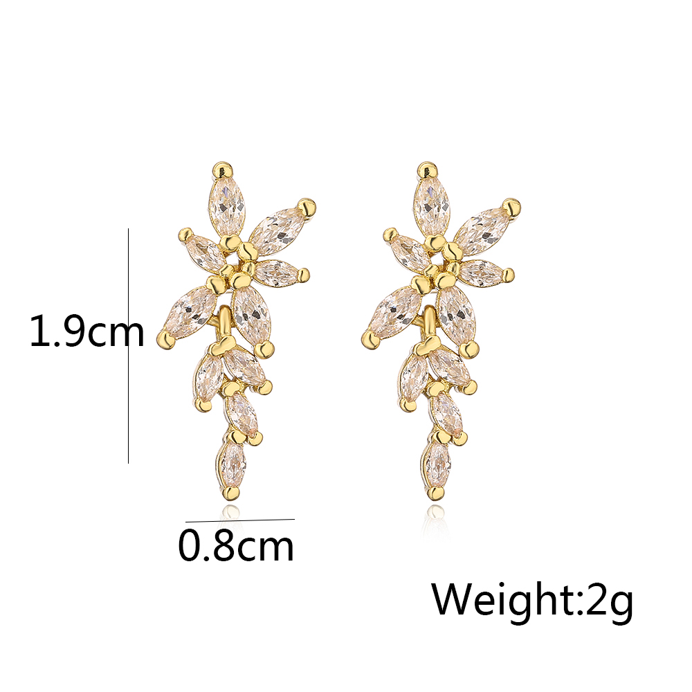 Mode Feuille Le Cuivre Incruster Zircon Boucles D'oreilles 1 Paire display picture 5