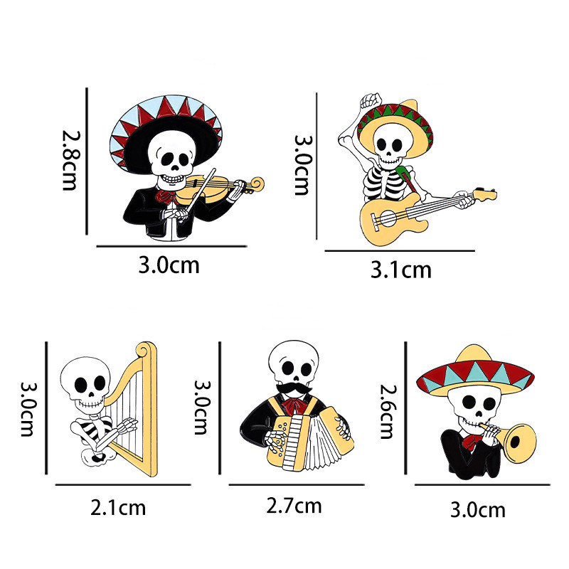 Retro Guitar Skull Alloy Stoving Varnish Unisex Brooches display picture 6