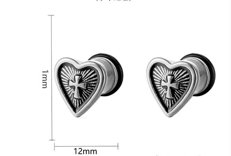 Hip-hop Cross Heart Shape Stainless Steel Plating Ear Studs 1 Pair display picture 5