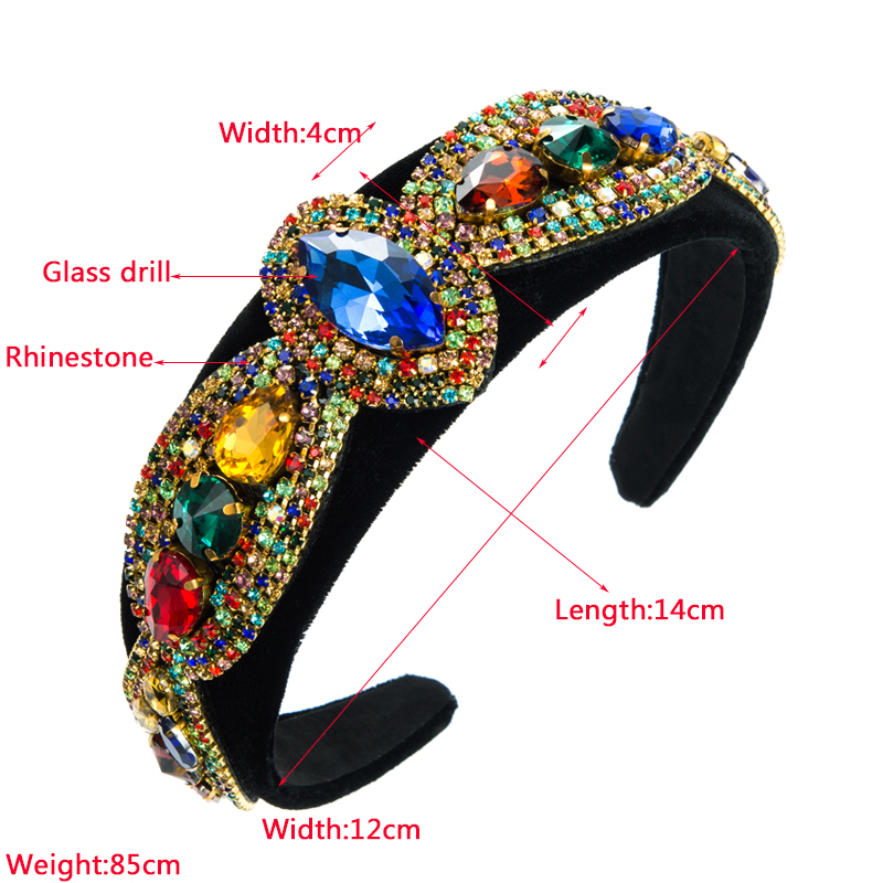 Baroque Style Geometric Flannel Inlay Rhinestones Glass Hair Band 1 Piece display picture 1