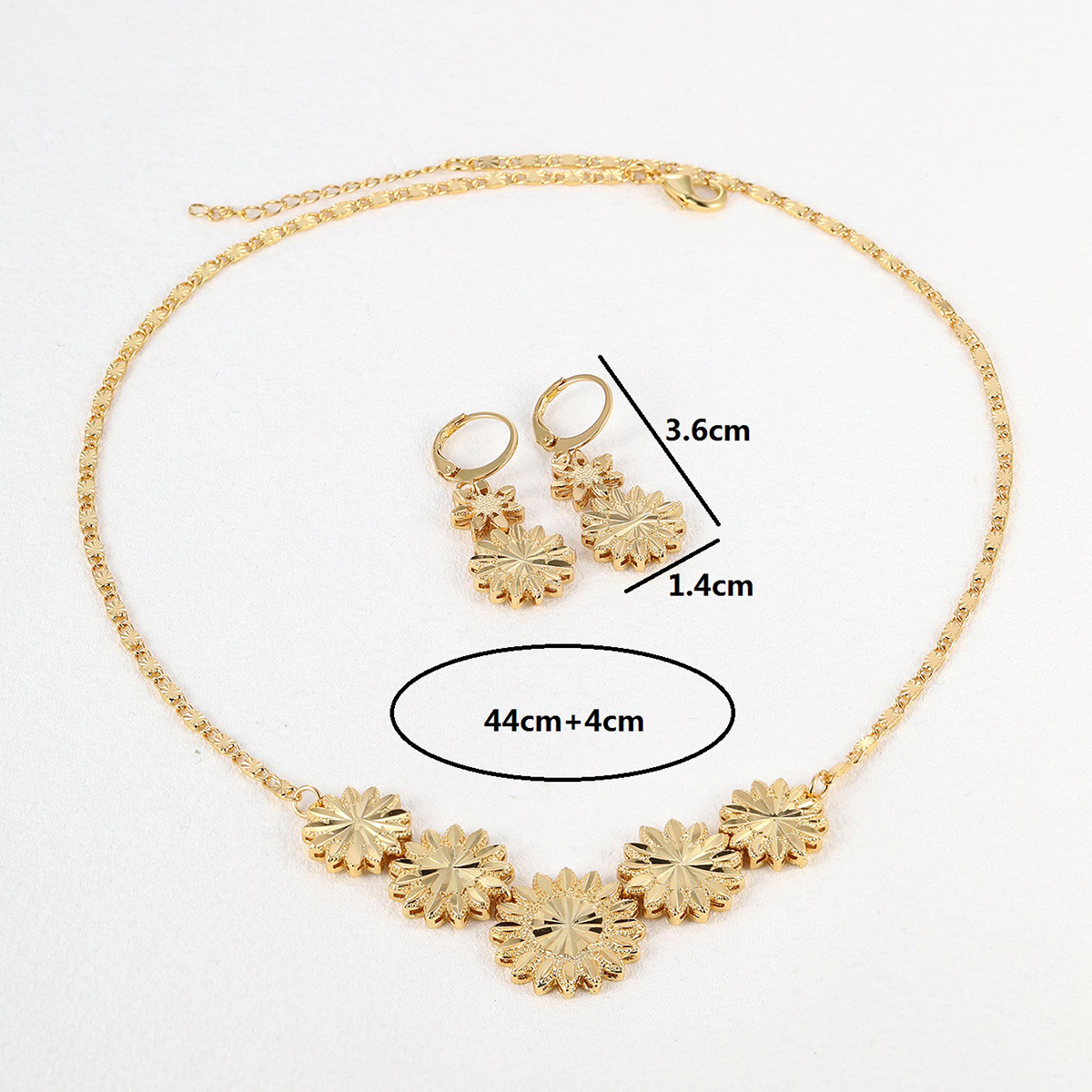1 Set Retro Flower Copper Plating Unisex Earrings Necklace Jewelry Set display picture 1