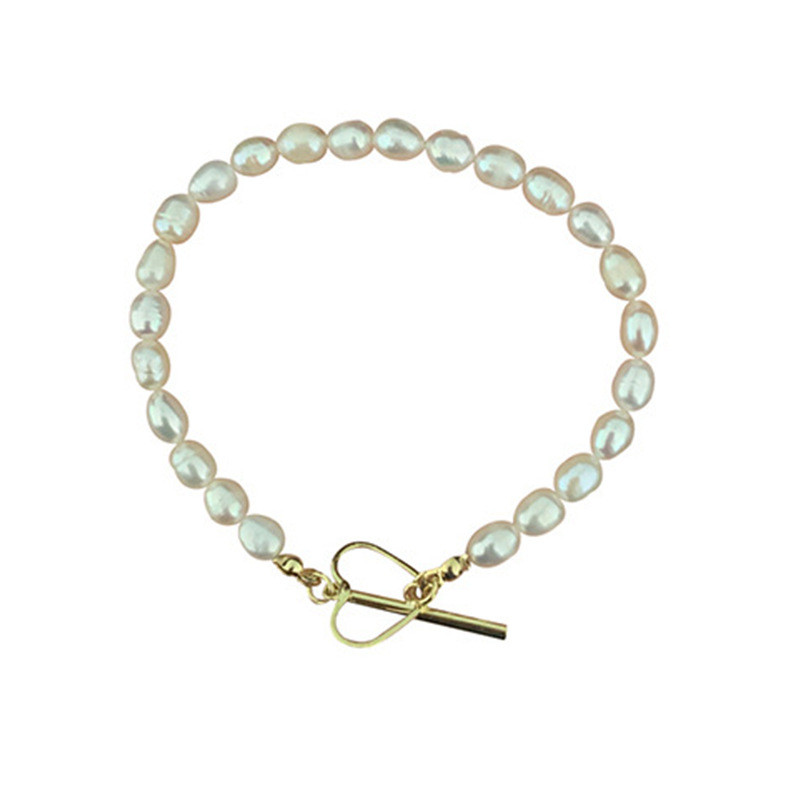Fashion Heart Shape Alloy Titanium Steel Plating Rhinestones Artificial Pearls Women'S Bracelets display picture 9