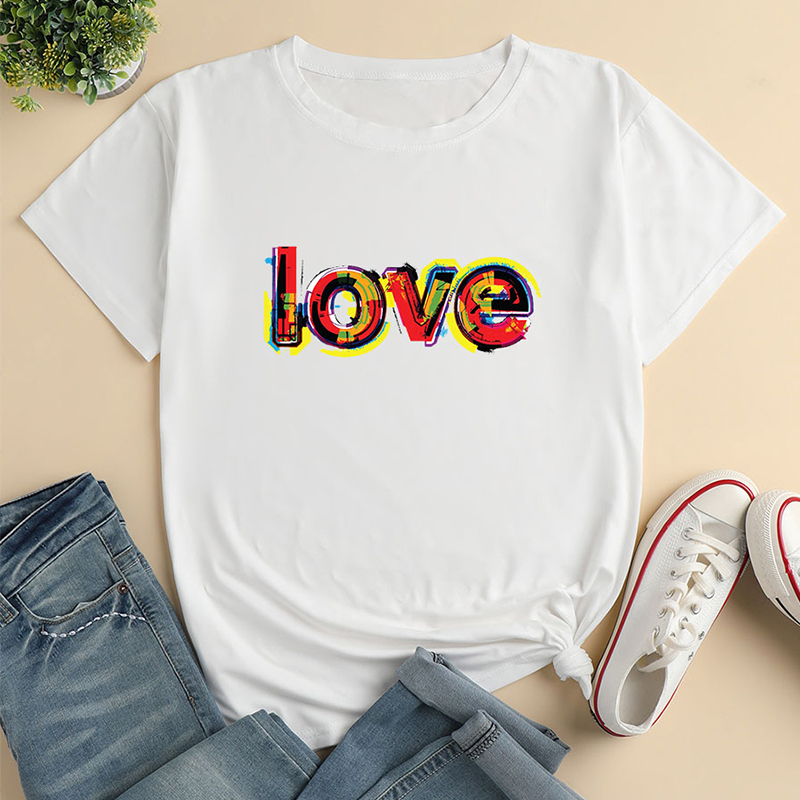 Camiseta Informal Suelta Con Estampado De Letras Simples A La Moda Para Mujer display picture 1