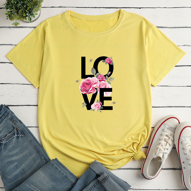 Love Letter Fashion Print Ladies Loose Casual T-shirt display picture 4