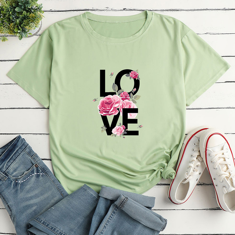 Love Letter Fashion Print Ladies Loose Casual T-shirt display picture 5