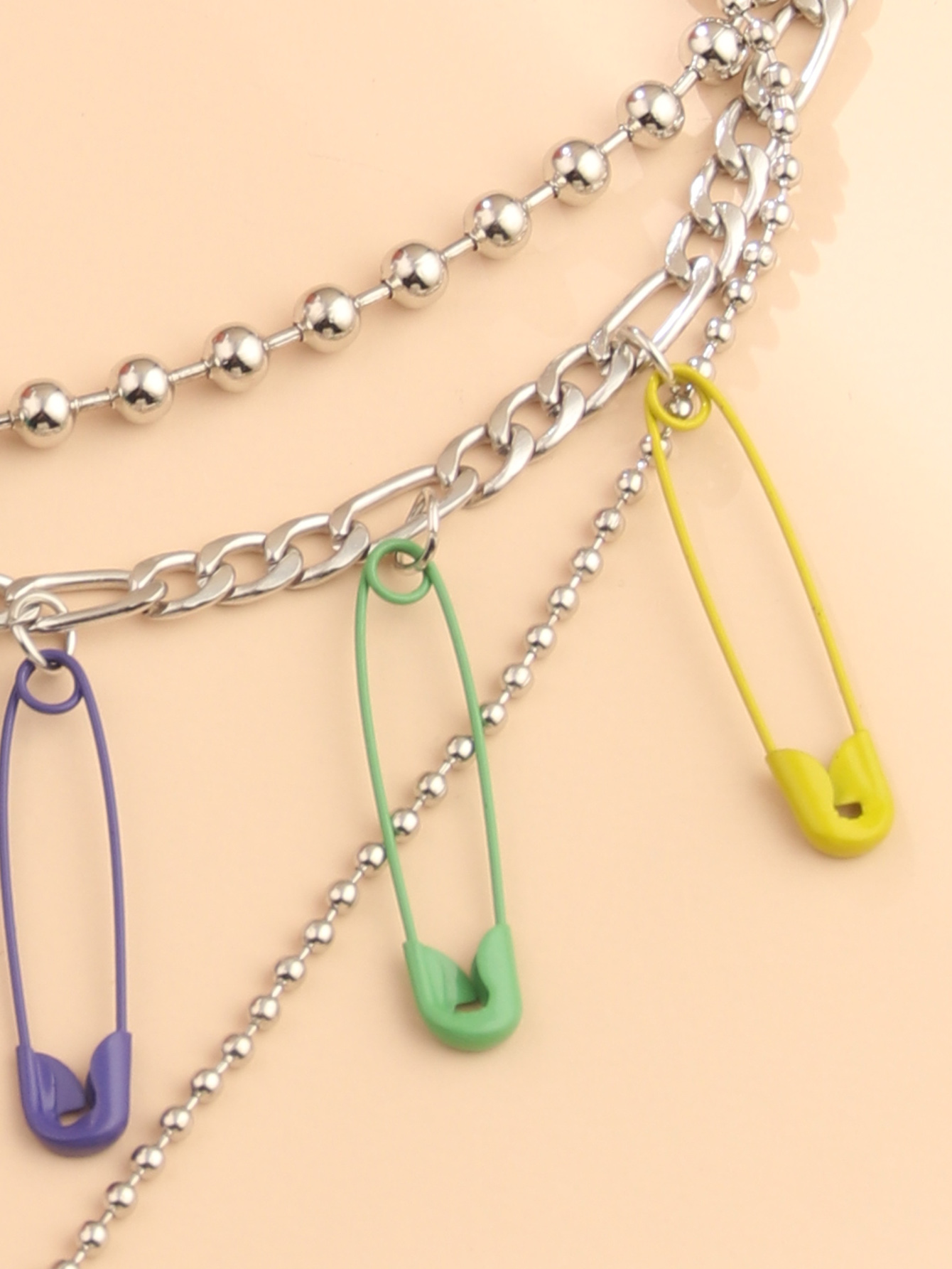 Fashion Color Pin Collarbone Chain Fashion Ball Lock Multi-layer Ecklace display picture 3