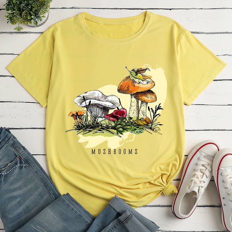 Cartoon Mushroom Print Ladies Loose Casual T-shirt display picture 3