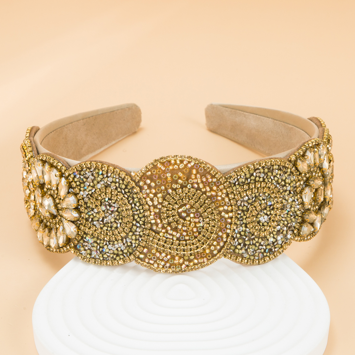 Baroque Wide Brim Gorgeous Brown Diamond Headband display picture 1
