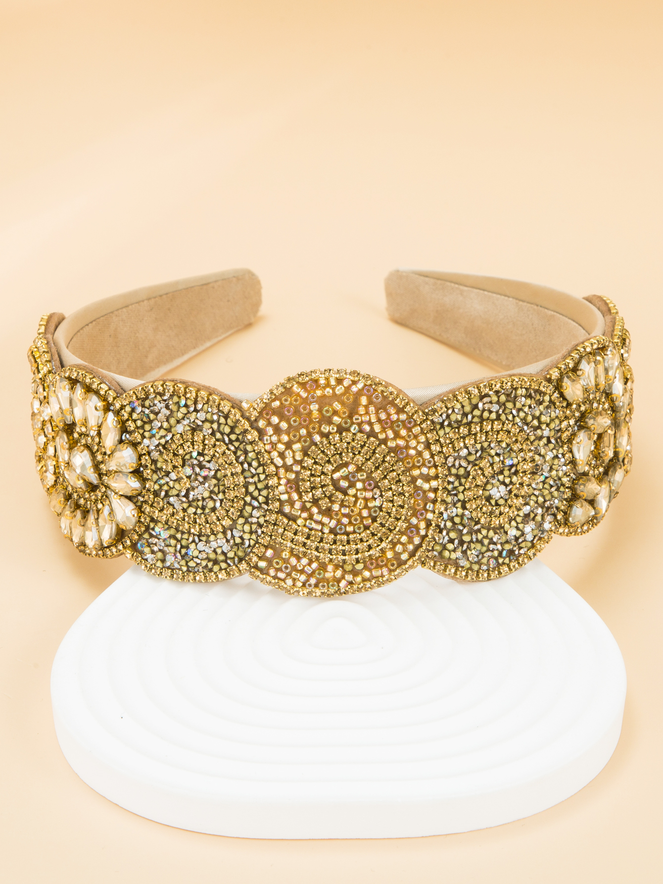 Baroque Wide Brim Gorgeous Brown Diamond Headband display picture 5