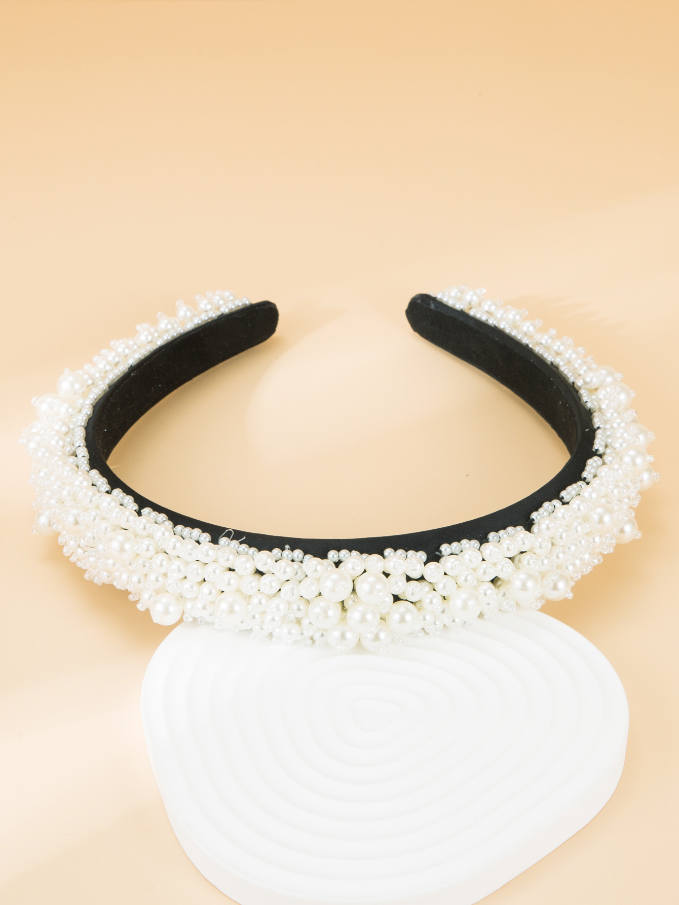 Hand Sewn Pearl Crystal Wide Headband display picture 2