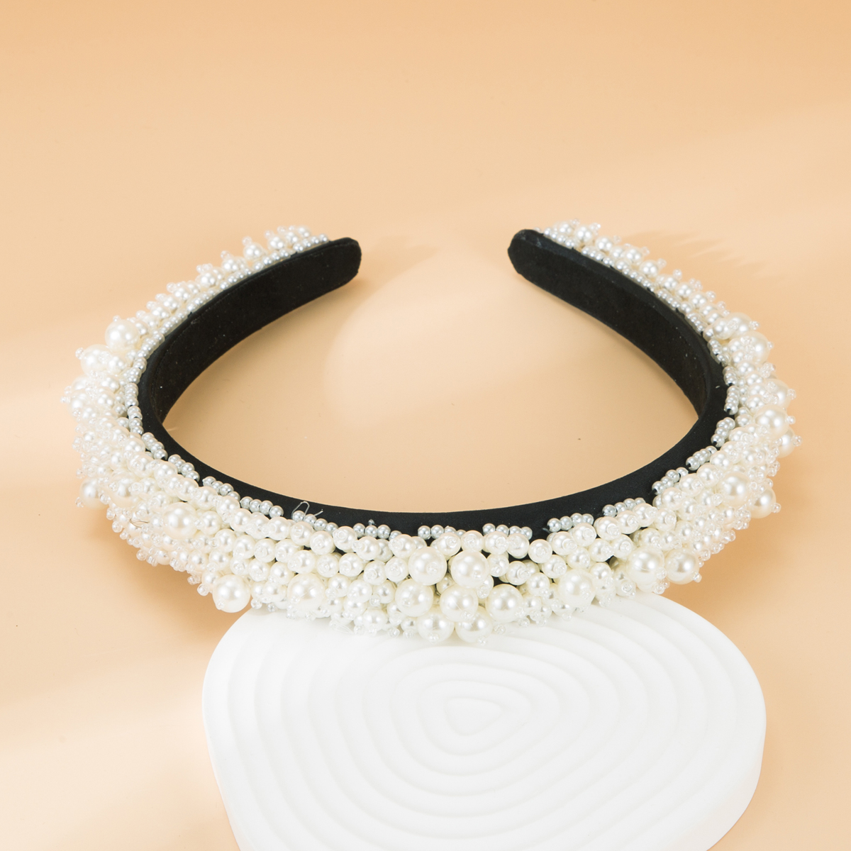 Hand Sewn Pearl Crystal Wide Headband display picture 3