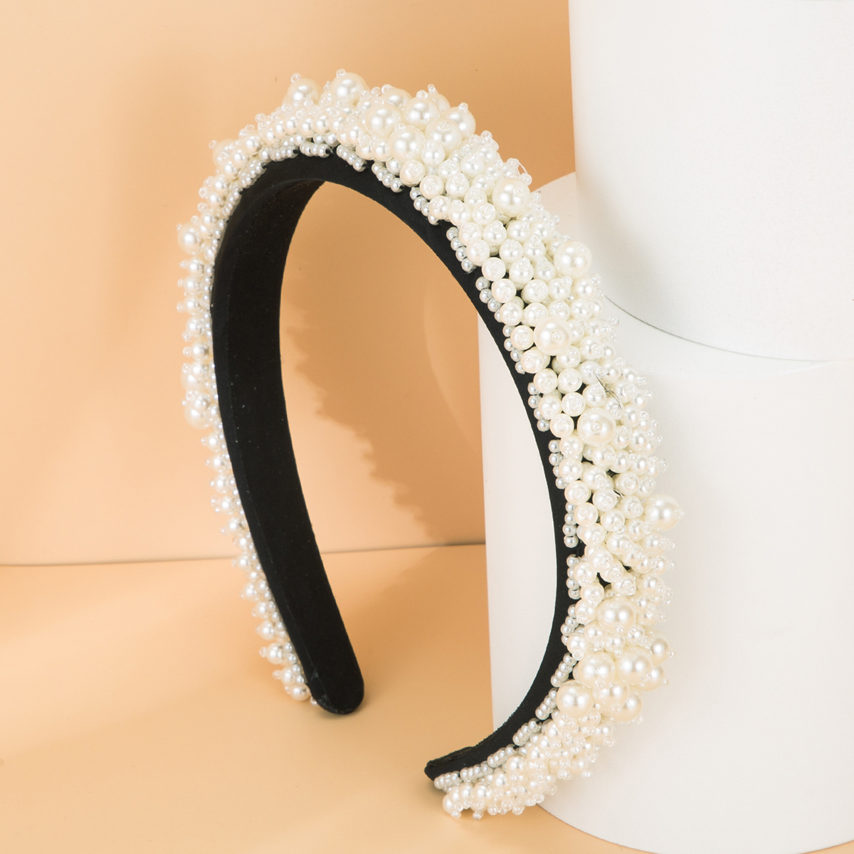 Hand Sewn Pearl Crystal Wide Headband display picture 4