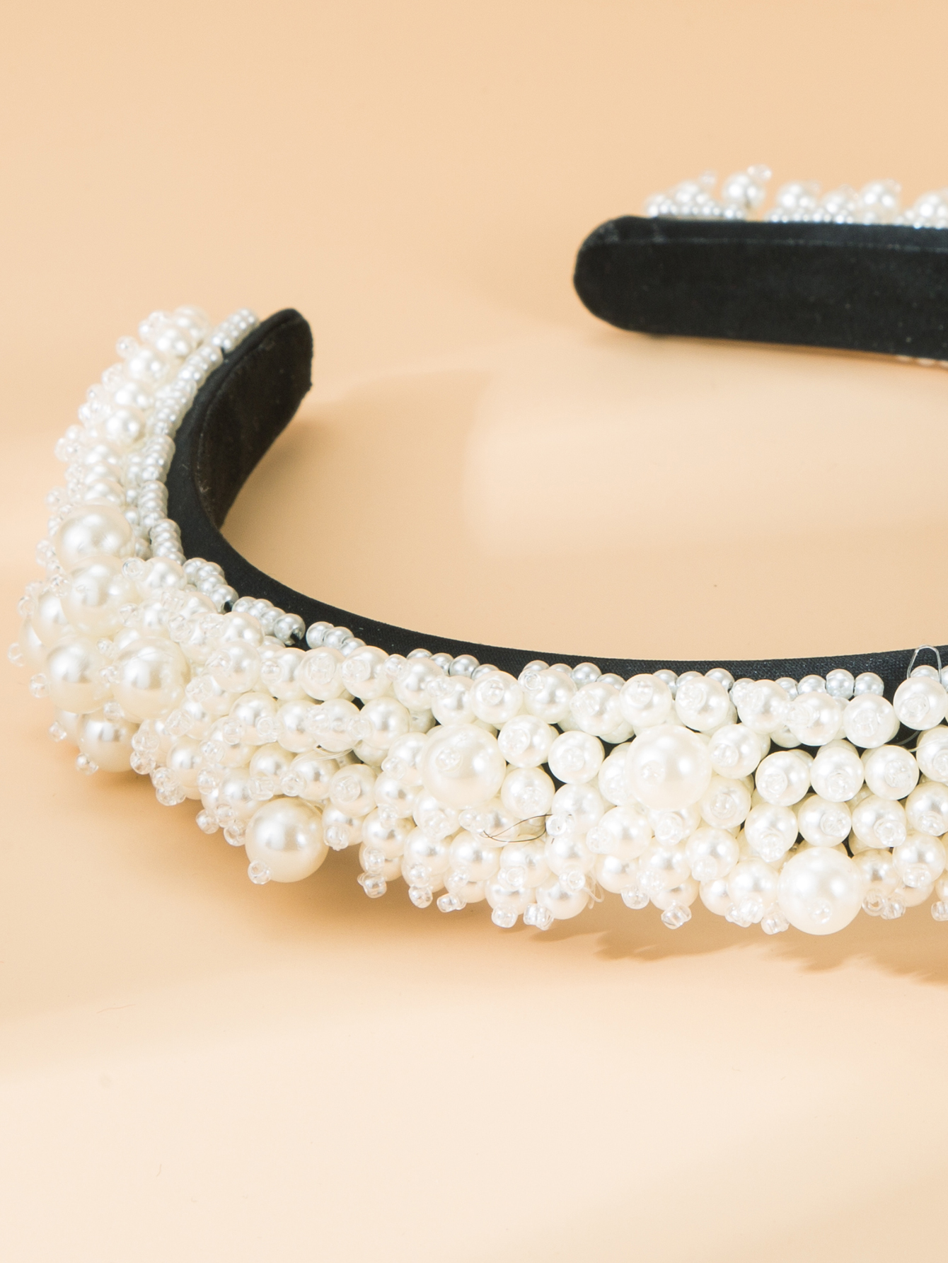 Hand Sewn Pearl Crystal Wide Headband display picture 5