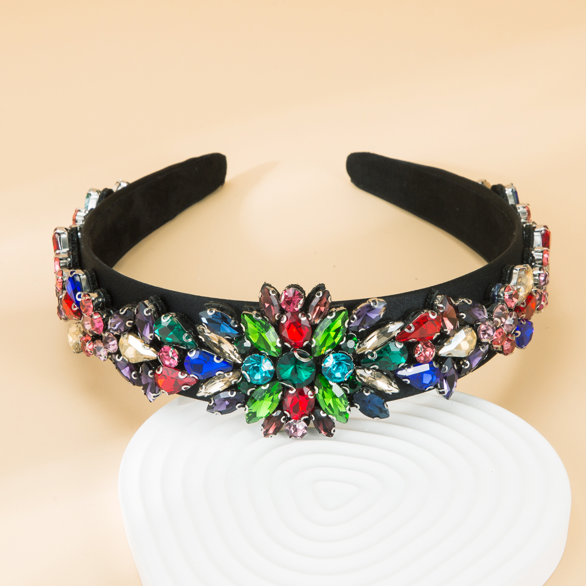 Baroque Vintage Ornate Gemstone Decorated Colorful Headband display picture 1