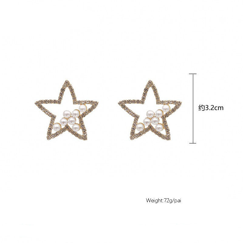 Art Und Weise Pentagramm Stern Set Perlenlegierung Ohrstecker display picture 1