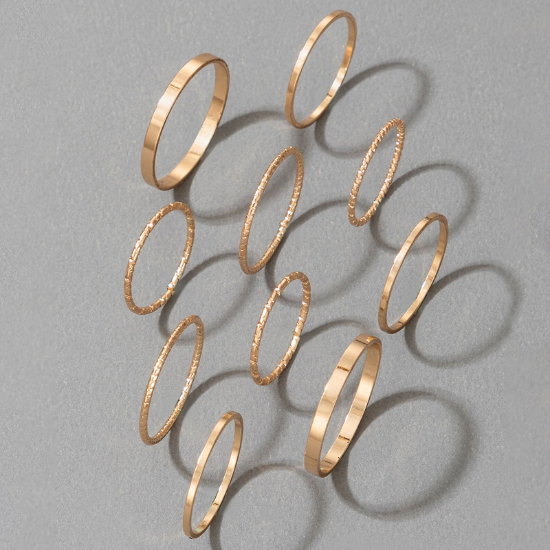 Korean Simple Jewelry Plain Ring Ten-piece Set Of Simple Joint Ring Set display picture 6