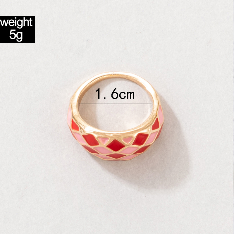 New Color Dripping Oil Plaid Fashion Alloy Thick Single Ring display picture 1