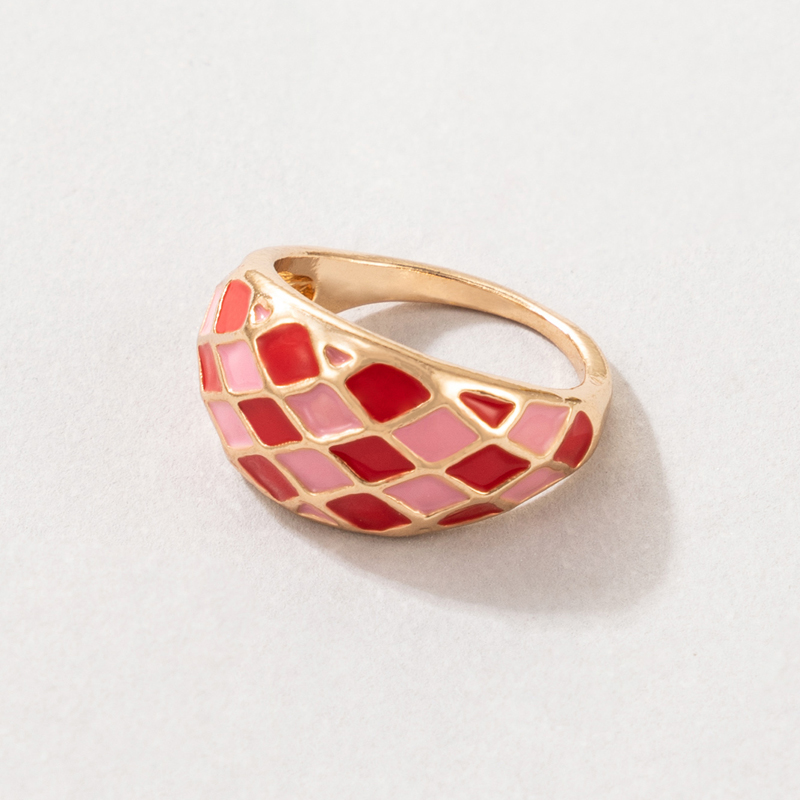 New Color Dripping Oil Plaid Fashion Alloy Thick Single Ring display picture 3
