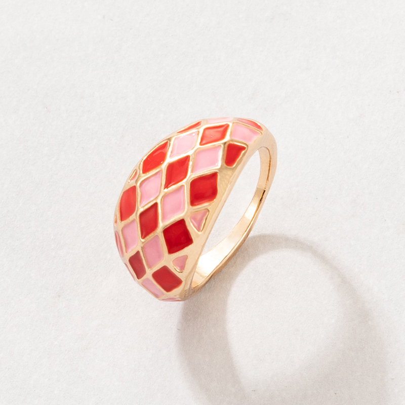 New Color Dripping Oil Plaid Fashion Alloy Thick Single Ring display picture 4