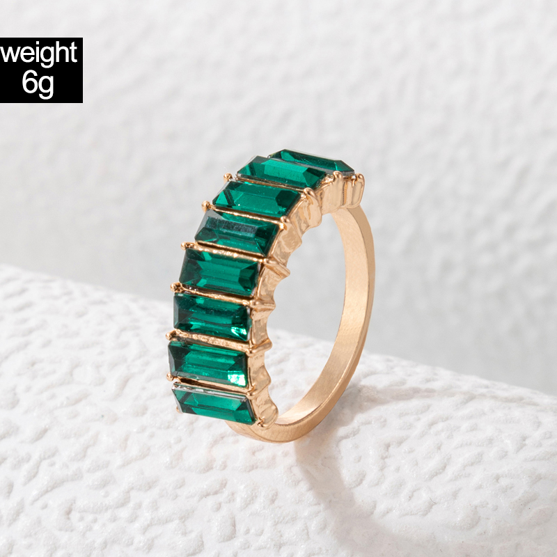 Fashion Rectangular Multi-color Diamond Alloy Single Ring Female display picture 1