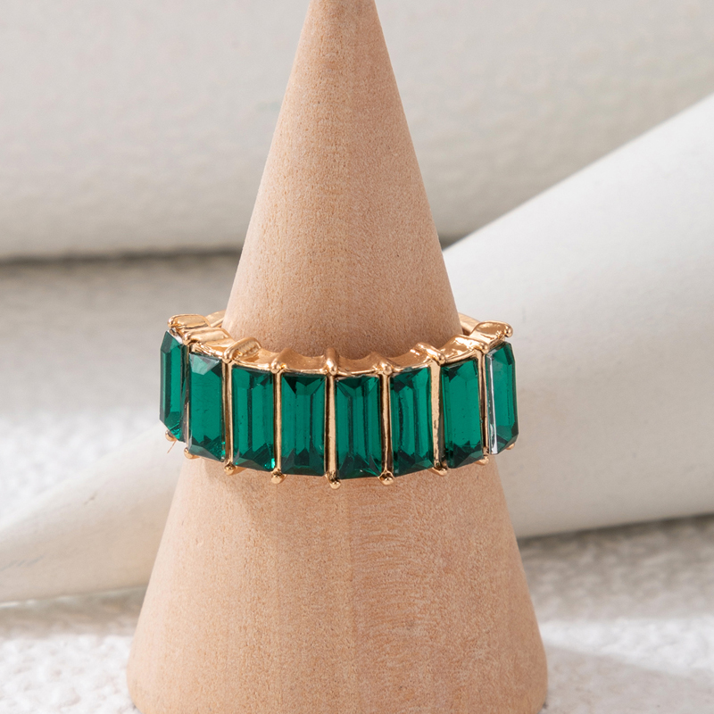 Fashion Rectangular Multi-color Diamond Alloy Single Ring Female display picture 4