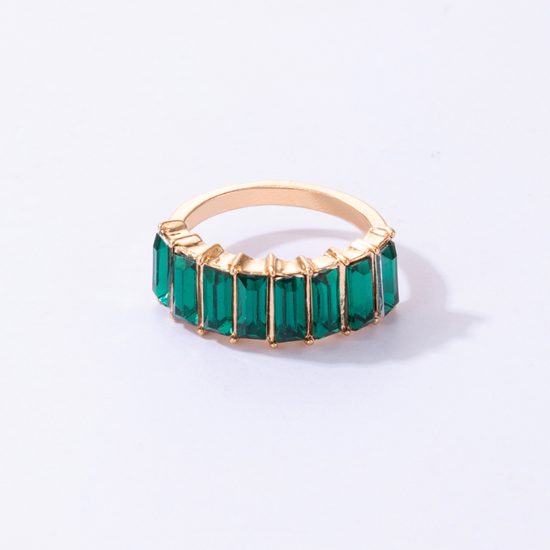 Fashion Rectangular Multi-color Diamond Alloy Single Ring Female display picture 6