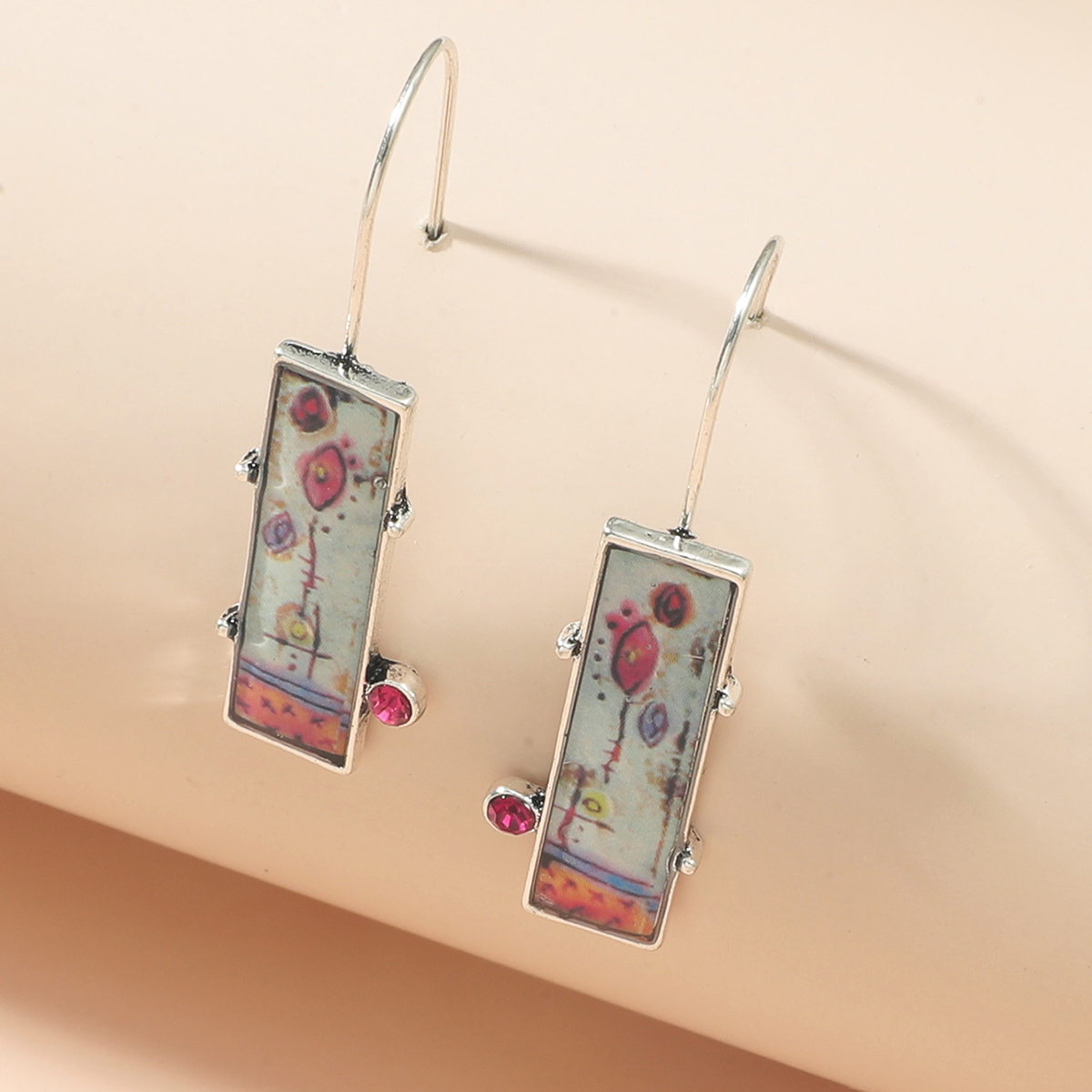 New Hand-painted Flower Enamel Women's Diamonds Retro Earrings display picture 1