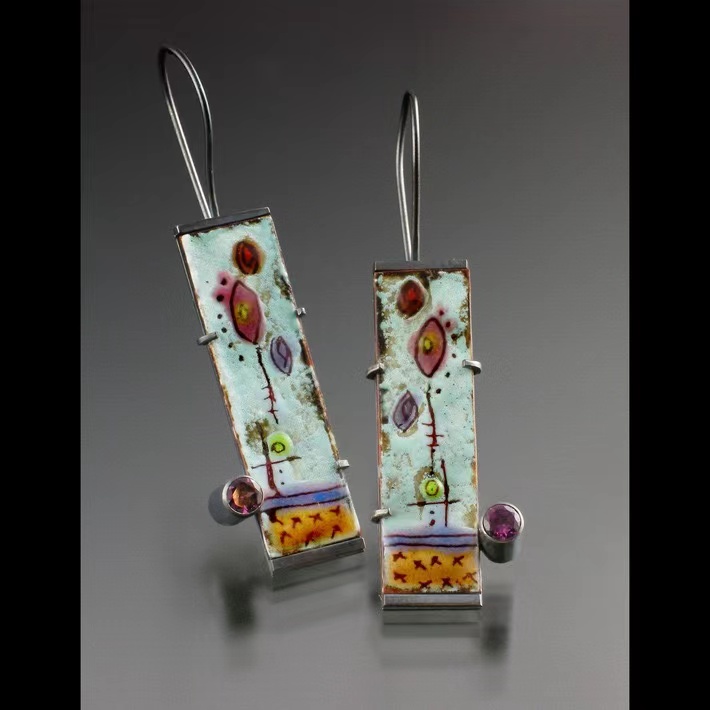 New Hand-painted Flower Enamel Women's Diamonds Retro Earrings display picture 6